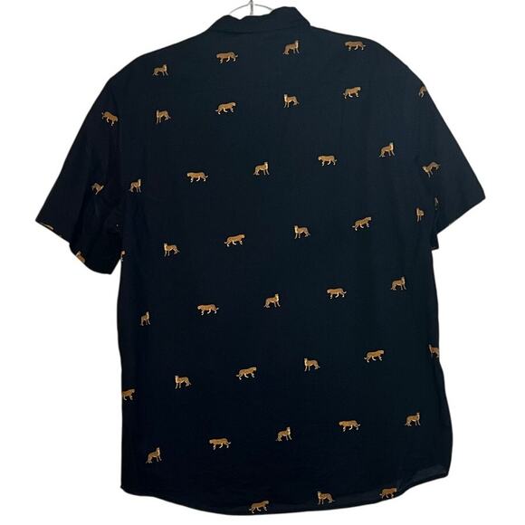 H&M Blue Cheetah Button Up M - Picture 2 of 4